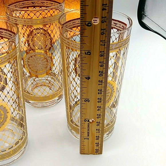 🏵️2x HP! 22K Gold Embossed Capri Glassware of California Highball glass 1946. - Picture 8 of 9